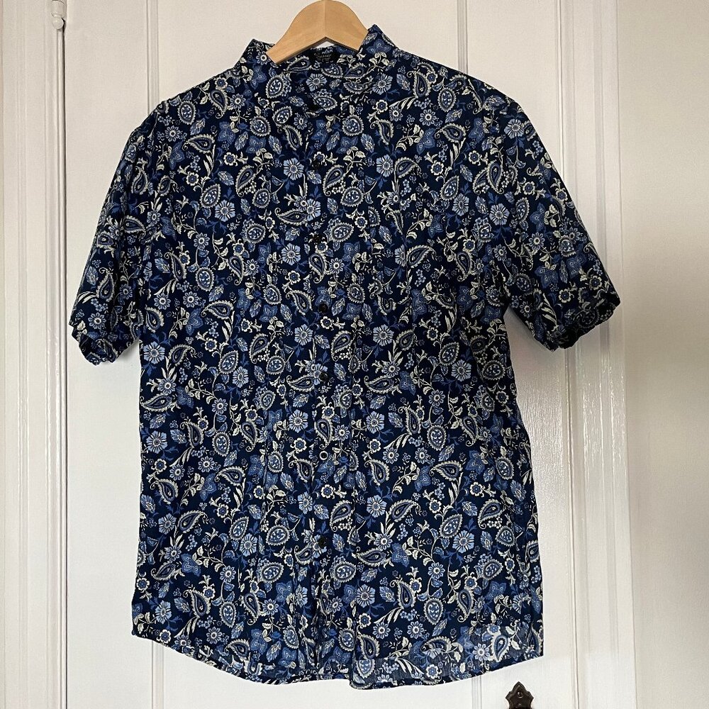 COOFANDY Paisley Cotton Short Sleeves Shirt L Large